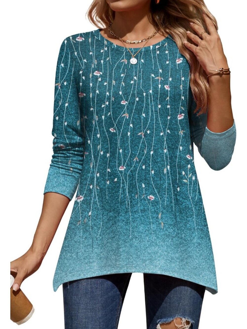 Zeagoo Long Sleeve Tops for Women Sweatshirt Crewneck Fall Clothes-Green 363